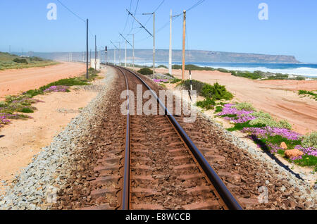 Sishen-Saldanha Eisenbahn an der afrikanischen Westküste in Südafrika in der Nähe von Elandsbaai Stockfoto