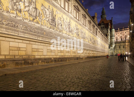 Prozession der Fürsten Furstenzug Wandbild, Dresden, Sachsen, Deutschland Stockfoto