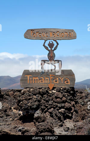 Teufel Zeichen von Timanfaya Nationalpark in Lanzarote, Kanarische Inseln, Spanien Stockfoto