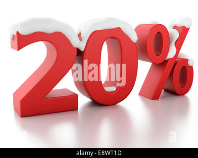 Bild von roten verschneiten 20 % Rabatt. Winter Sale-Konzept Stockfoto