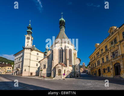 Str. Catherine Kirche, Rathaus am Namestie Radnicne in Banska Stiavnica, UNESCO World Heritage Site, Slowakei