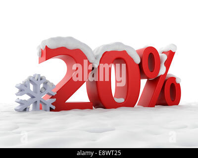 Bild von roten verschneiten 20 % Rabatt. Winter Sale-Konzept Stockfoto