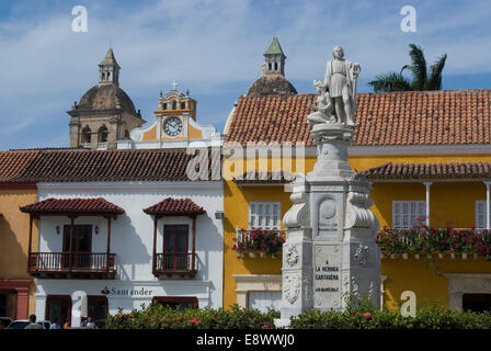 Kolumbus-Statue, in der Nähe von Puerto del Reloj, Cartagena de Indias, Kolumbien Stockfoto