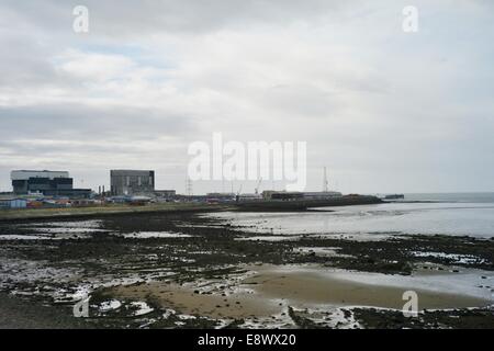 Heysham-1 ist ein Kernkraftwerk an der Nordwestküste Englands in der Nähe von Lancaster. Heysham ist der einzige Ort im Vereinigten Königreich zu ha Stockfoto