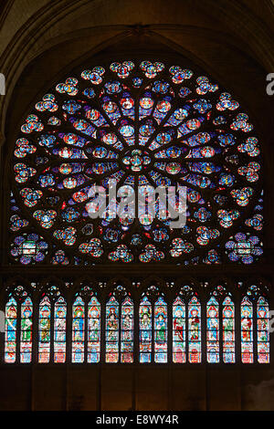 Rosette in der Kathedrale von Notre Dame in Paris Stockfoto