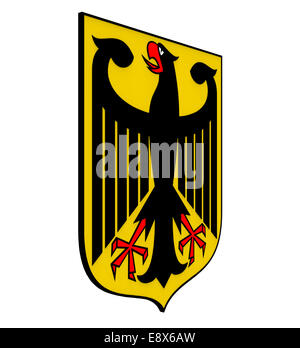 Wappen von Deutschland, schwarzen Adler auf ein gelbes Feld, 3d Rendern Stockfoto