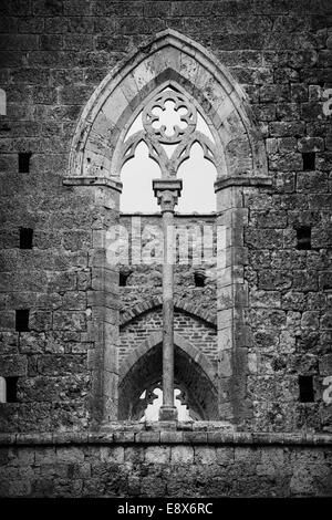 Kathedrale von San Galgano, Montesiepi, Italien - schwarz / weiß Bild Stockfoto