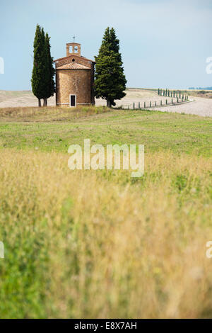 Kapelle der heiligen Madonna Vitaleta in San Quirico d ' Orcia, Toskana, Italien Stockfoto