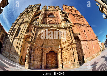 Spanien, Castilla-León: Fisheye Blick auf die Kathedrale Santa Maria von Astorga Stockfoto