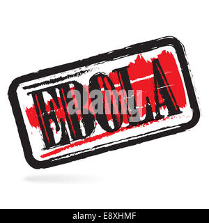 Ebola-Grunge-Stempel auf weißem Hintergrund. Stockfoto