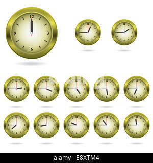 Reihe von bunten Uhrensymbol. Stockfoto