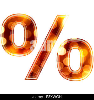 3D Prozentzeichen mit leuchtenden Lichter Textur Stockfoto
