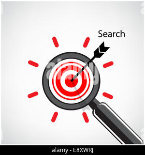 Lupe und Ziel Konzept Hintergrund, Design für Plakat Flyer Abdeckung Broschüre, Geschäftsidee, abstrakten Hintergrund. Stockfoto
