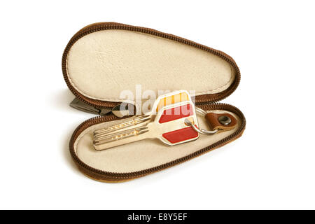 Leder-Etui für Schlüssel Stockfoto