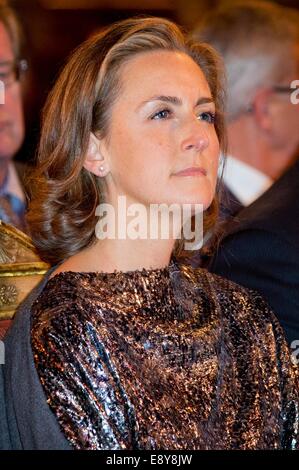 Brüssel, Belgien. 15. Oktober 2014. Prinzessin Claire von Belgien besucht das Herbstkonzert im königlichen Palast in Brüssel, 15. Oktober 2014. © Dpa picture-Alliance/Alamy Live News Stockfoto