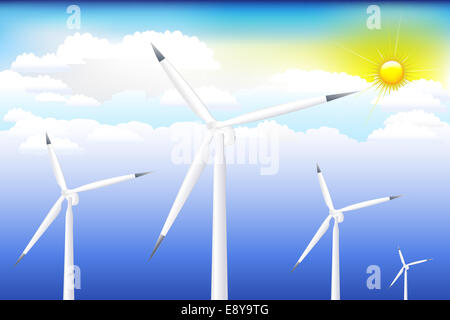 Windkraftanlage auf blauen Himmel Stockfoto