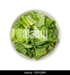 Romaine Kopfsalat Schüssel isoliert auf einem weißen Hintergrund. Stockfoto