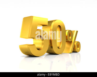 Golden 50 Rabatt 3d Hintergrundbild Stockfoto