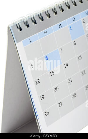 Tischkalender, auf weißem Hintergrund Stockfoto
