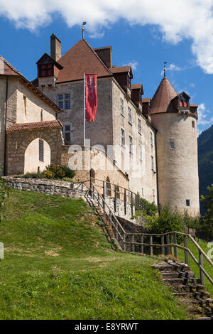 Schloss Gruyères im Kanton Fribourg, Wohneigentum. Stockfoto