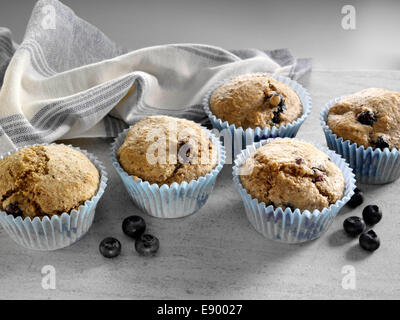 Vegane Flachs Blueberry muffins Stockfoto