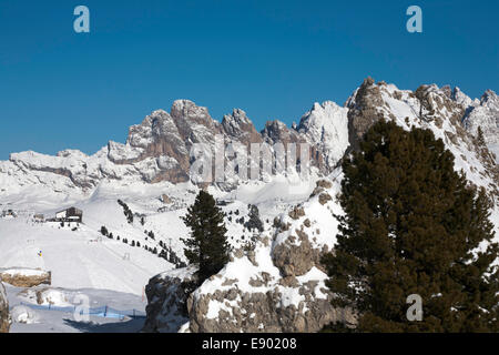 Die Odle Geislerspitzen einschließlich der Pitla Fermeda und die Gran Fermeda Selva Val Gardena Dolomiten Italien Stockfoto