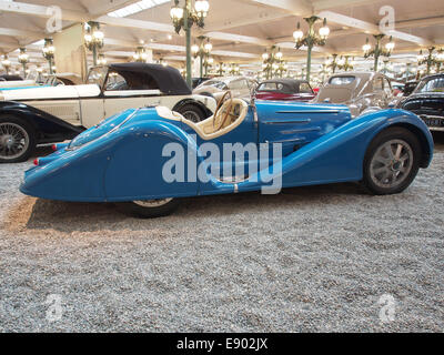 Der 1927 Bugatti Sport 35B, ein 8-Zylinder-Fahrzeug mit 140 PS und einer Höchstgeschwindigkeit von 210 km/h, aufgenommen in Foto 1. Bekannt für sein elegantes Design und seine Leistung. Stockfoto