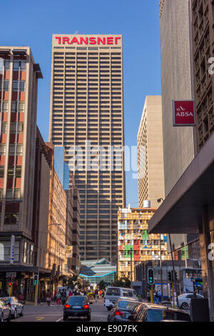 JOHANNESBURG, Südafrika - Transnet Gebäude und andere Wolkenkratzer in der Innenstadt entfernt. Stockfoto