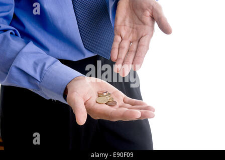 Euro-Münzen in der hand Stockfoto