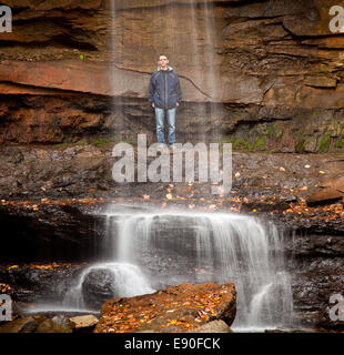 Schleier von Wasser über Gurke fällt Stockfoto