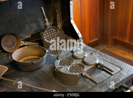 Antikes Waffeleisen Stockfoto