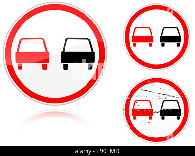 Eingestellt von Varianten eine No Passing - Straßenschild Stockfoto