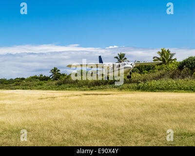 Flugzeuge von Grass Flugplatz bei Mystery Island, Vanuatu Stockfoto