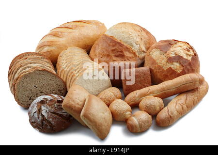 Gruppe von verschiedenen Brotwaren Stockfoto