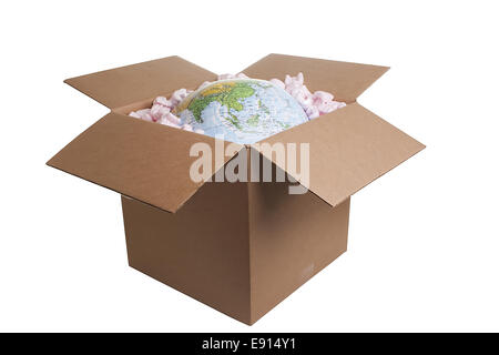 Welt in einer Box Stockfoto