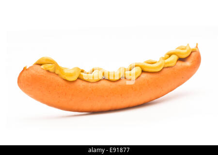 Würstchen mit Senf Stockfoto