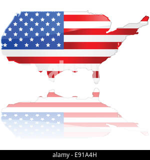 USA-Karte und Flagge Stockfoto