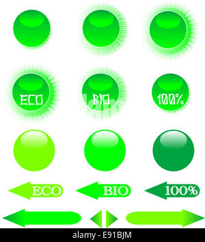 grüne Ökologie-Icon-set Stockfoto