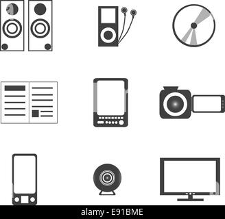 digitale Medien Elektronik Geräte Symbole Stockfoto