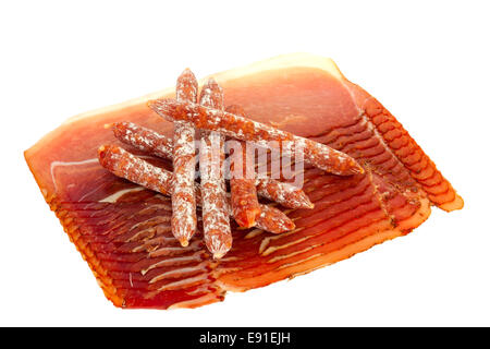 In Scheiben geschnitten, geräuchertem Fleisch und Wurst Stockfoto