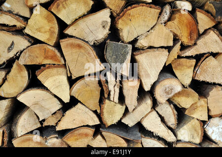 Protokolle gestapelt als Brennholz verwendet werden Stockfoto