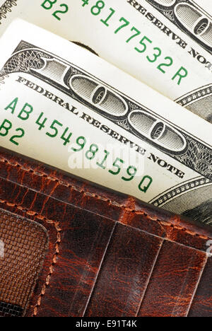 Dollar-Banknoten in Brieftasche Stockfoto