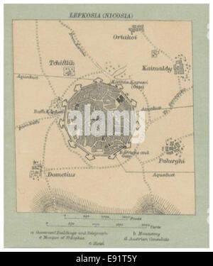 (1878)-KARTE VON NIKOSIA Stockfoto