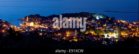 Panoramablick Adria Stadt Veli Losinj Stockfoto