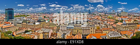 Zagreb unteren bunten Panorama Blick auf die Stadt Stockfoto