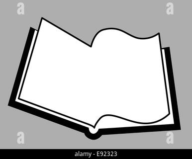 Openning Buch Silhouette auf grauem Hintergrund Stockfoto