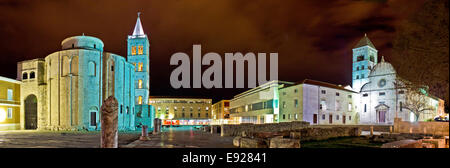 Altstadt Zadar square Panoramablick Nachtansicht Stockfoto