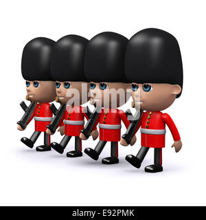 3D Render von vier Coldstream Guards marschieren in formation Stockfoto