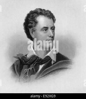 George Gordon Byron oder Lord Byron (1788-1824), englischer Dichter, Portrait, Gravur, 1876 Stockfoto