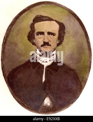 Poe (1809-49), US-amerikanischer Schriftsteller und Dichter, handkolorierten Portrait Stockfoto